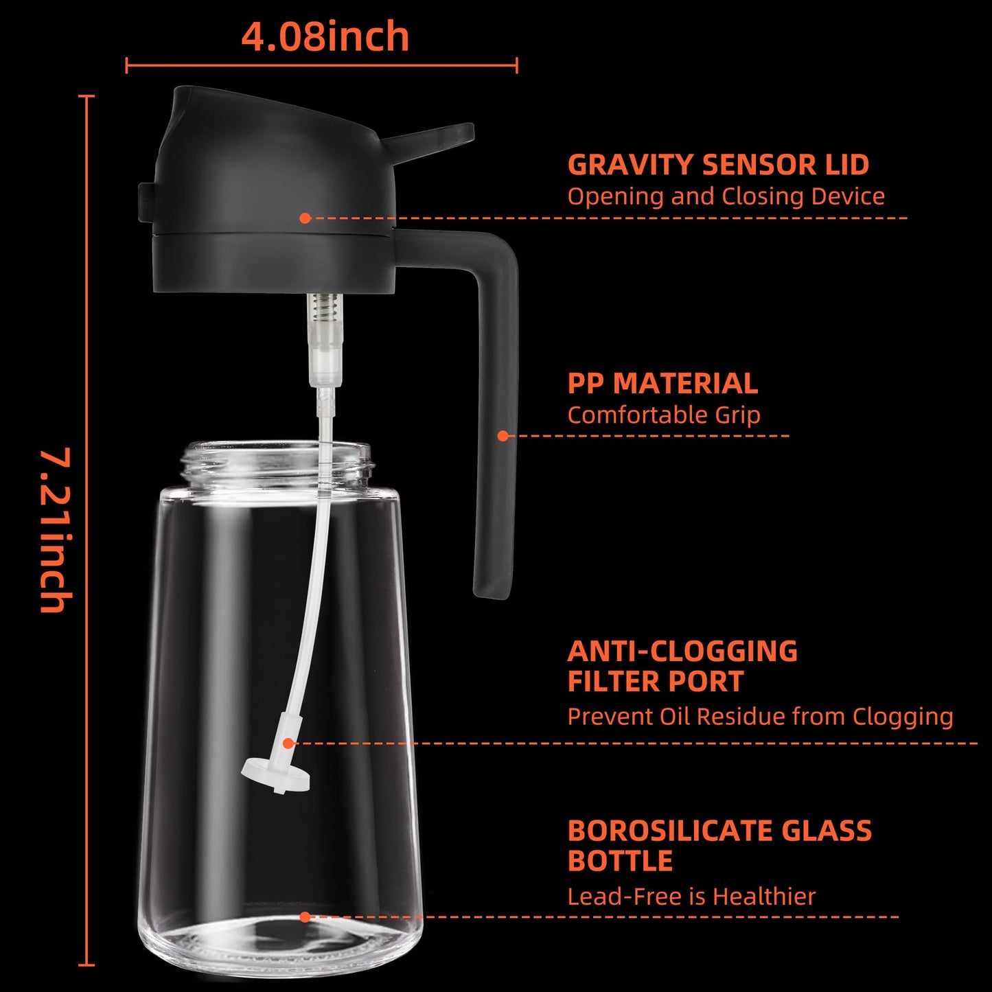 TrendPlain 16oz Oil Dispenser Bottle for Kitchen