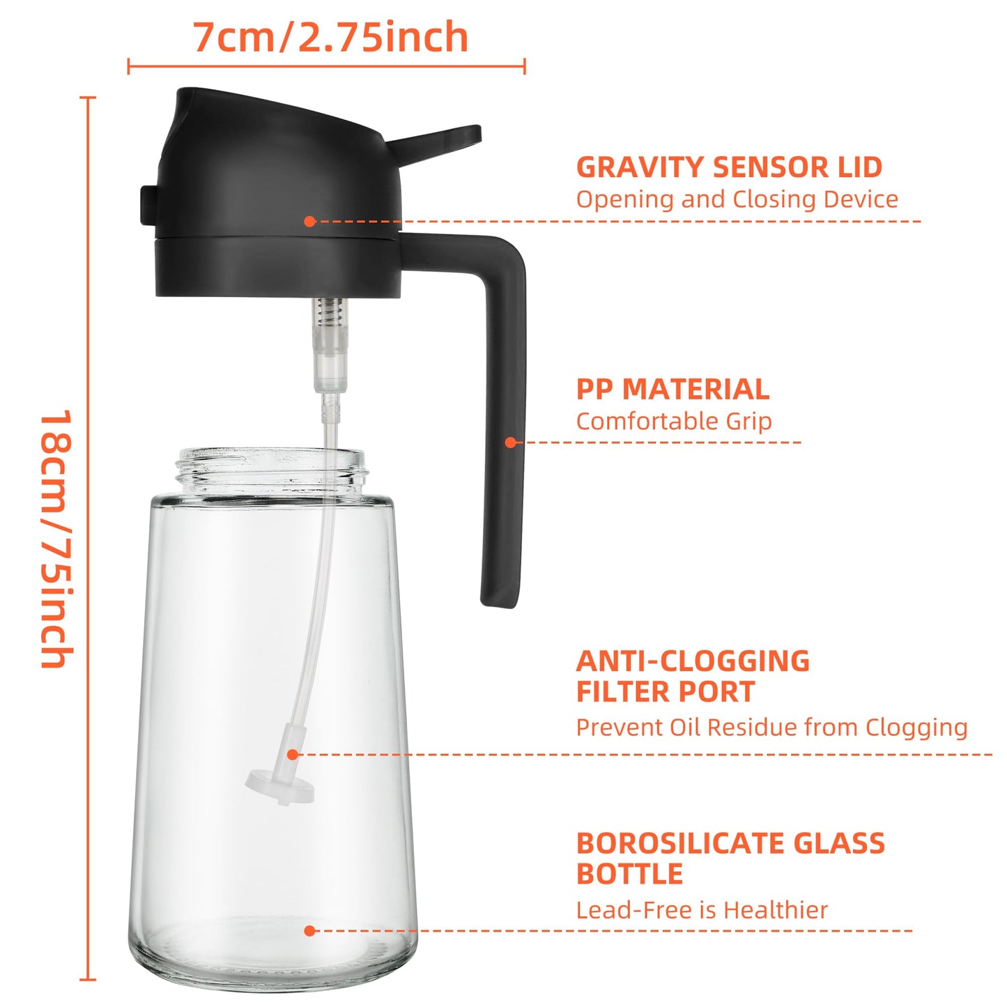 TrendPlain 16oz Oil Dispenser Bottle for Kitchen