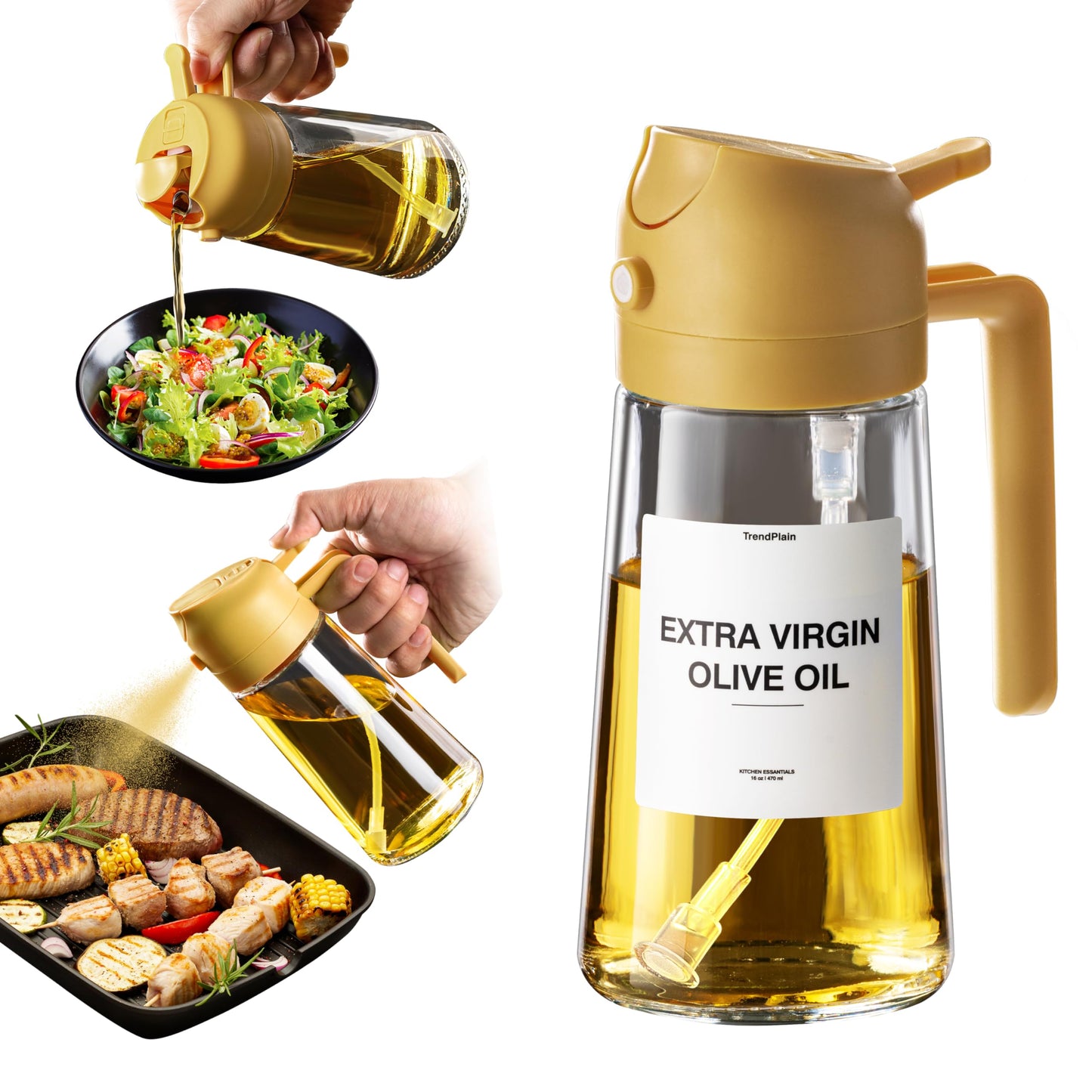 TrendPlain 16oz Oil Dispenser Bottle for Kitchen