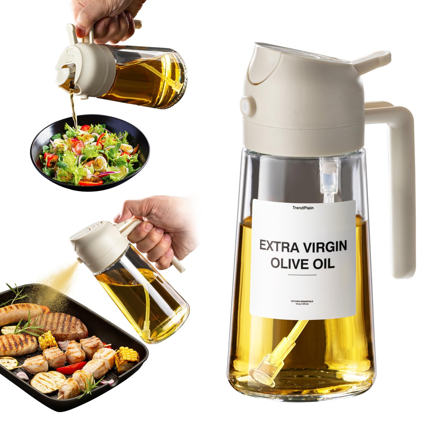 TrendPlain 16oz Oil Dispenser Bottle for Kitchen