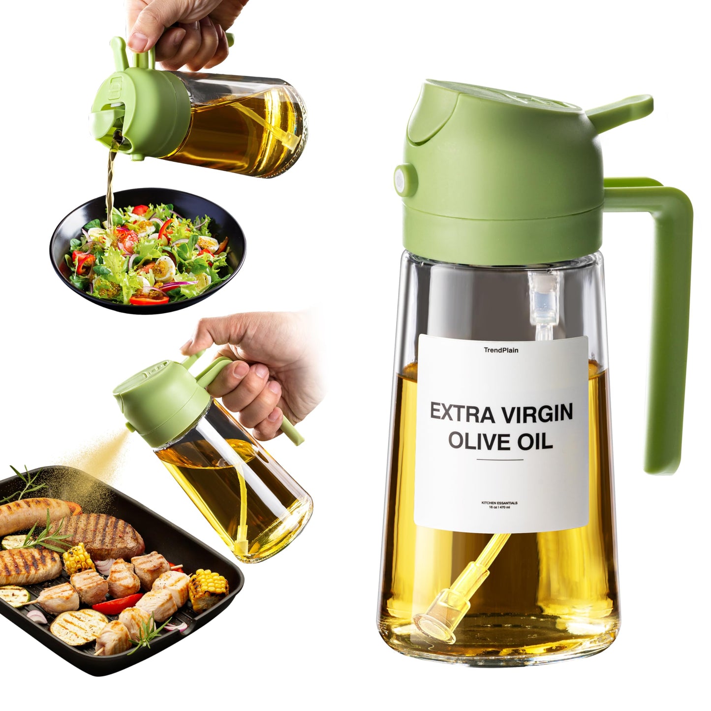 TrendPlain 16oz Oil Dispenser Bottle for Kitchen